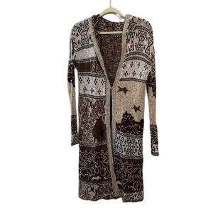 Free People Boho Hooded Longline Cardigan Sweater